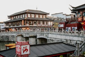 Explore the cultural heritage of Nanjing with its traditional Chinese architecture and bustling streets.